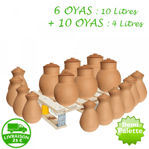 Palette de 16 oyas à enterrer – 6 de 10 L et 10 de 4 L