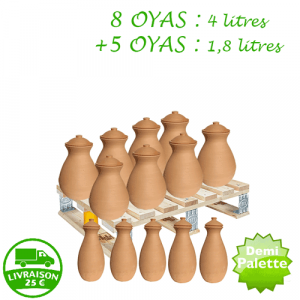 Palette de 13 oyas à enterrer – 8 de 4 L et 5 de 1,8 L